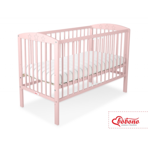 Kinderbett 120x60cm mit Sternen Puderrosa Gitterbett