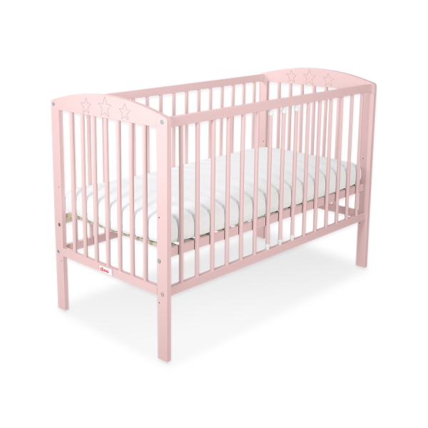 Kinderbett 120x60cm mit Sternen Puderrosa Gitterbett
