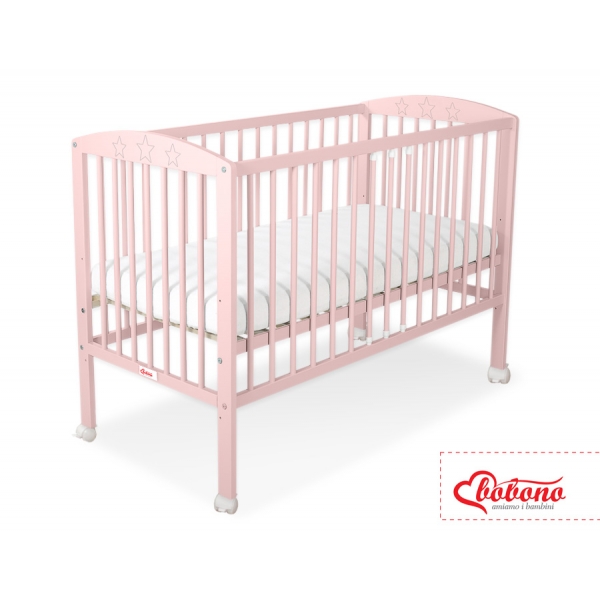 Kinderbett 120x60cm mit Sternen Puderrosa Gitterbett