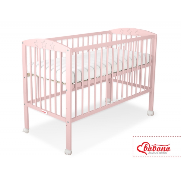 Kinderbett 120x60cm mit Sternen Puderrosa Gitterbett