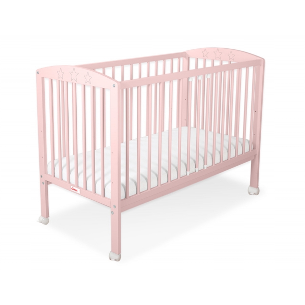 Kinderbett 120x60cm mit Sternen Puderrosa Gitterbett