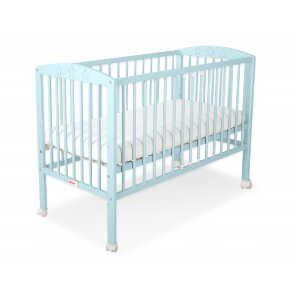 Kinderbett 120x60cm mit Sternen  - minze - Babybett Gitterbett