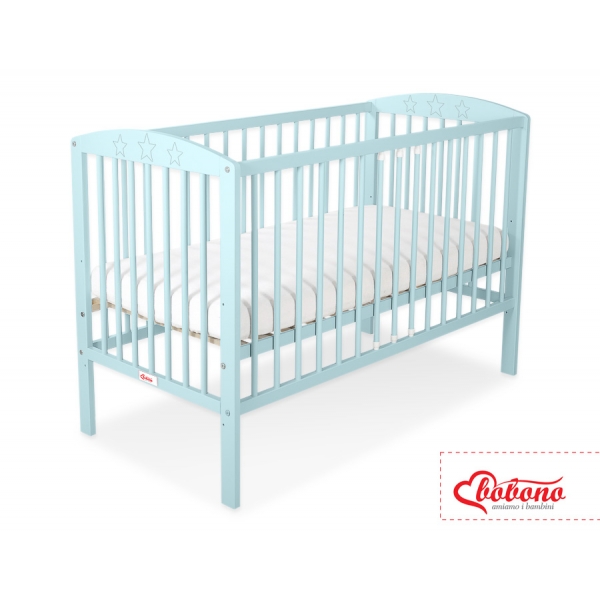 Kinderbett 120x60cm mit Sternen  - minze - Babybett Gitterbett