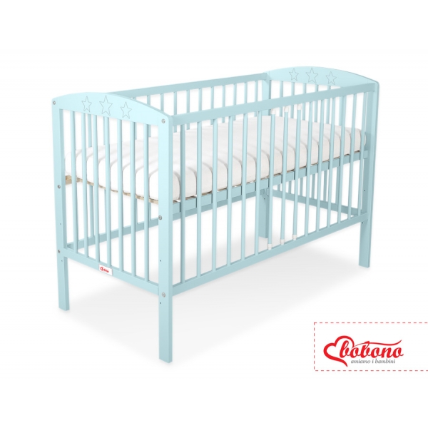 Kinderbett 120x60cm mit Sternen  - minze - Babybett Gitterbett