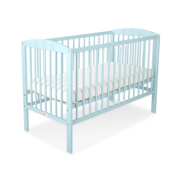 Kinderbett 120x60cm mit Sternen  - minze - Babybett Gitterbett