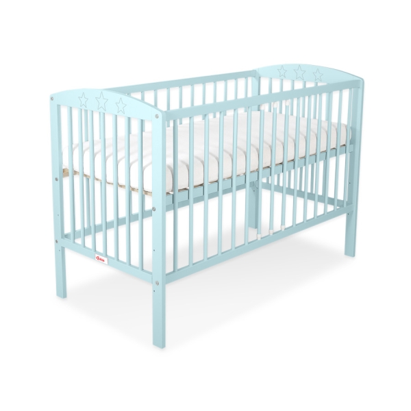 Kinderbett 120x60cm mit Sternen  - minze - Babybett Gitterbett