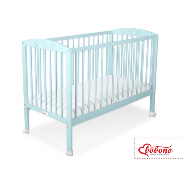 Kinderbett 120x60cm mit Sternen  - minze - Babybett Gitterbett