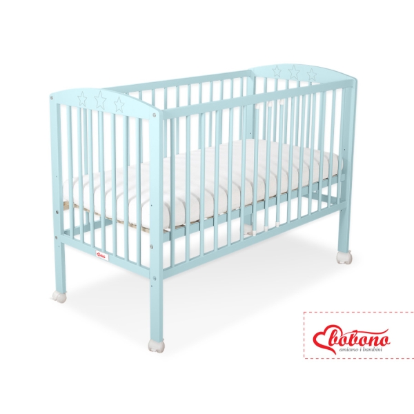 Kinderbett 120x60cm mit Sternen  - minze - Babybett Gitterbett