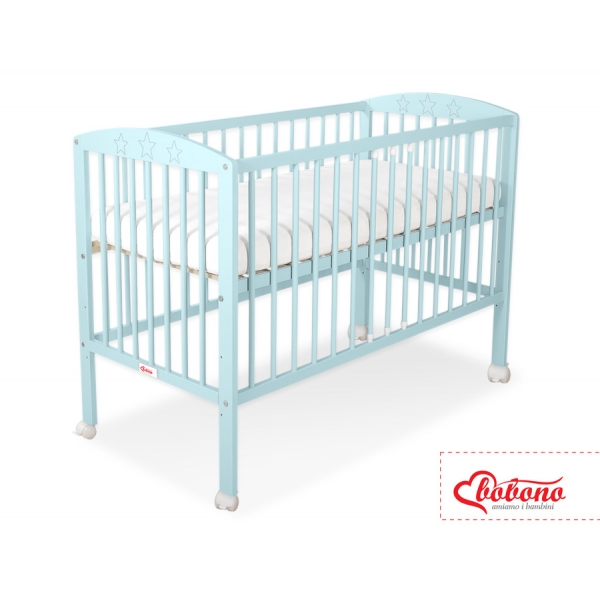 Kinderbett 120x60cm mit Sternen  - minze - Babybett Gitterbett