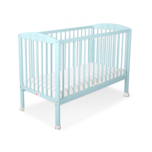 Kinderbett 120x60cm mit Sternen  - minze - Babybett Gitterbett
