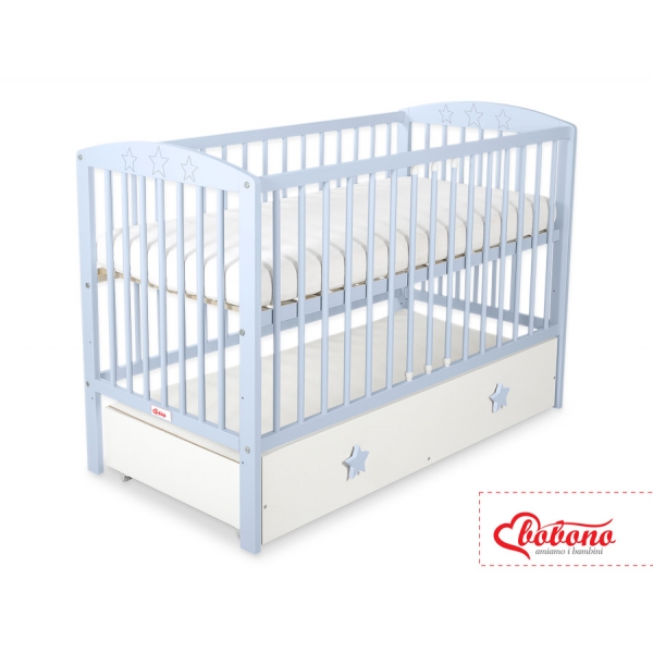 Kinderbett 120x60cm mit Sternen nr 5002-07-07 - weiß mit Schublade MAXI