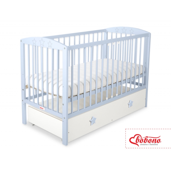 Kinderbett 120x60cm mit Sternen nr 5002-07-07 - weiß mit Schublade MAXI
