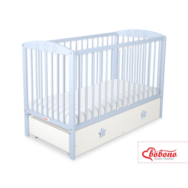 Kinderbett 120x60cm mit Sternen nr 5002-07-07 - weiß mit Schublade MAXI