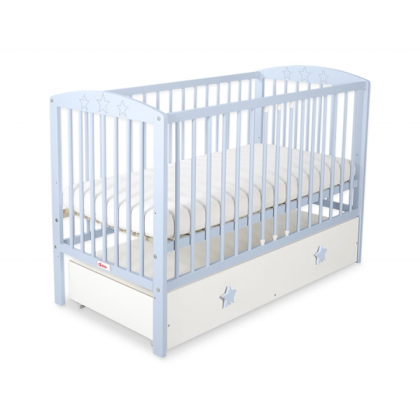 Kinderbett 120x60cm mit Sternen nr 5002-07-07 - weiß mit Schublade MAXI