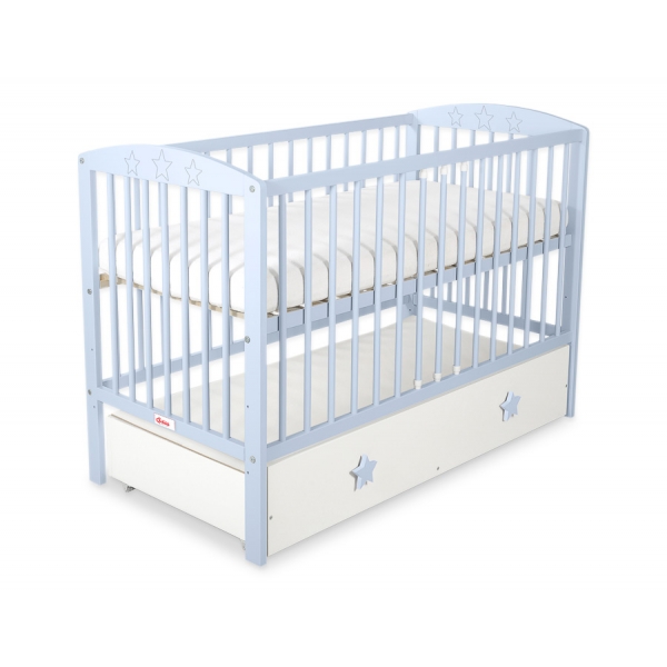 Kinderbett 120x60cm mit Sternen nr 5002-07-07 - weiß mit Schublade MAXI