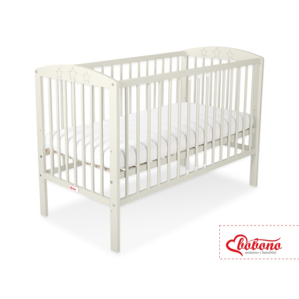 Kinderbett für Baby 120x60  mit Sternen - creme