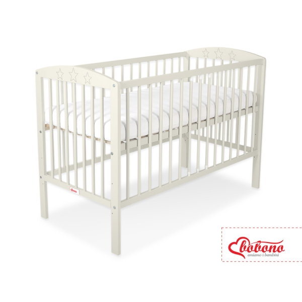 Kinderbett für Baby 120x60  mit Sternen - creme
