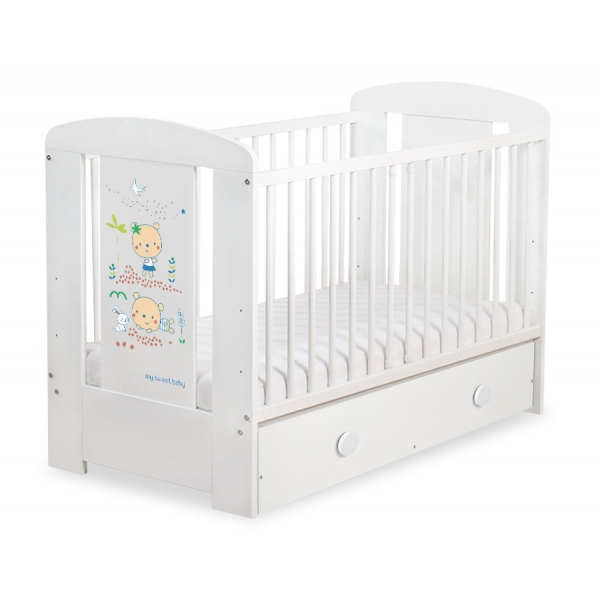 Kinderbett 120x60cm Sweet bears mit Schublade MAXI