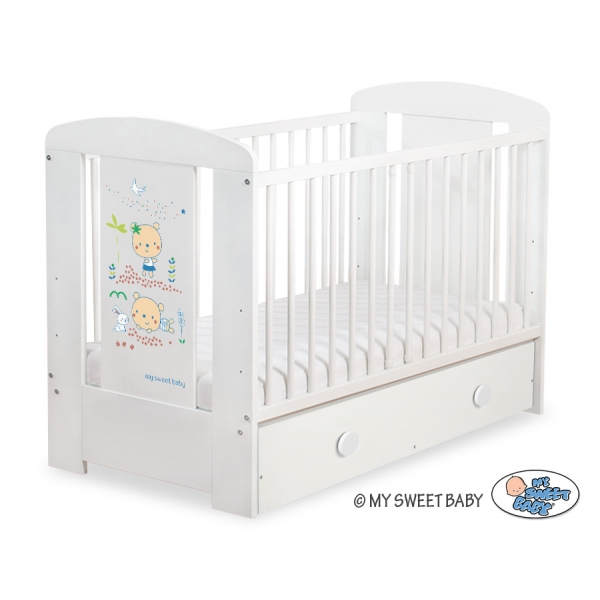 Kinderbett 120x60cm Sweet bears mit Schublade MAXI