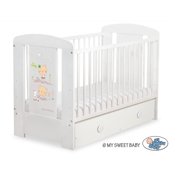 Kinderbett 120x60cm Sweet bears mit Schublade MAXI