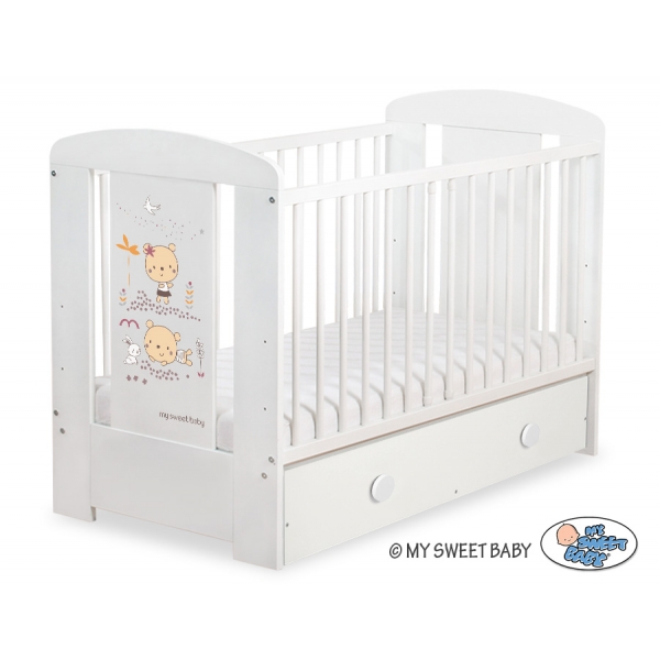 Kinderbett 120x60cm Sweet bears mit Schublade MAXI
