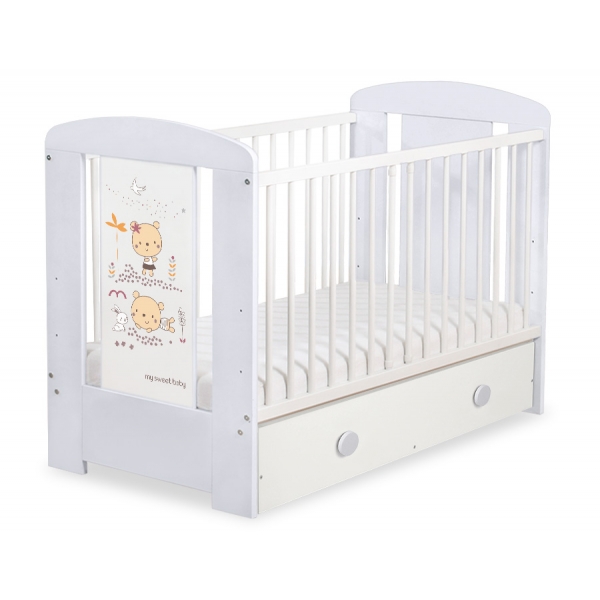 Kinderbett 120x60cm Sweet bears mit Schublade MAXI
