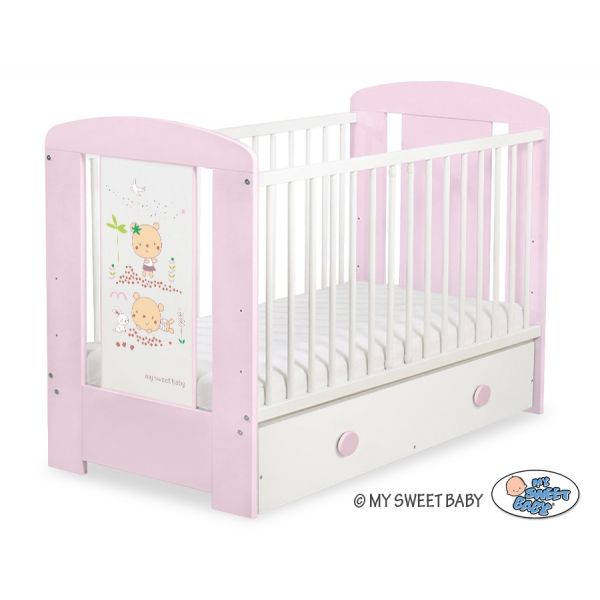 Kinderbett 120x60cm Sweet bears mit Schublade MAXI