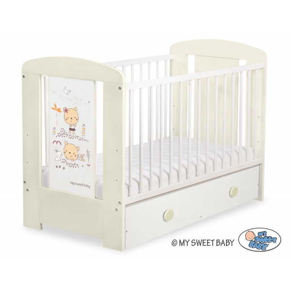Kinderbett 120x60cm Sweet bears mit Schublade MAXI
