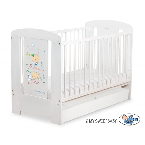 Kinderbett 120x60cm Sweet bears mit Schublade STANDARD