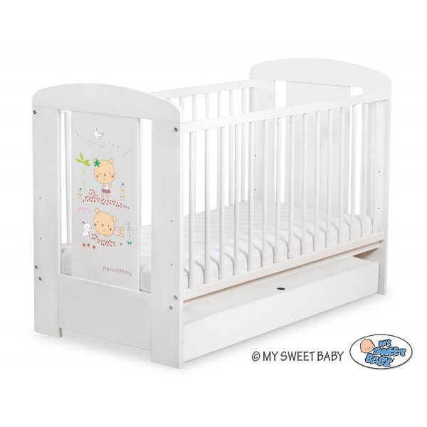 Kinderbett 120x60cm Sweet bears mit Schublade STANDARD