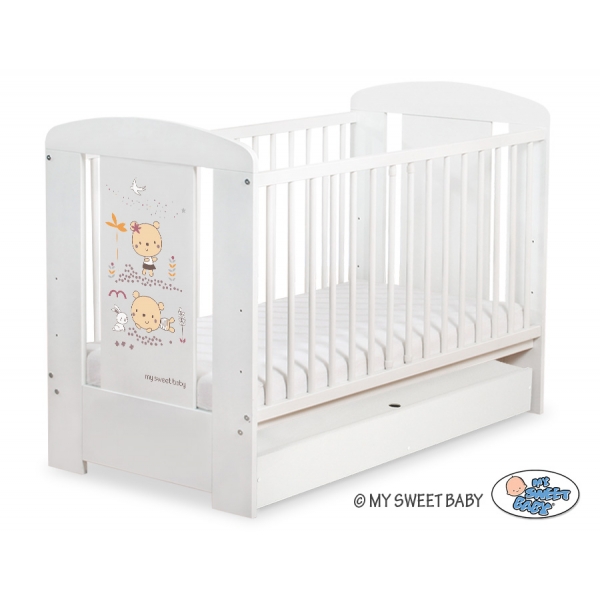 Kinderbett 120x60cm Sweet bears mit Schublade STANDARD