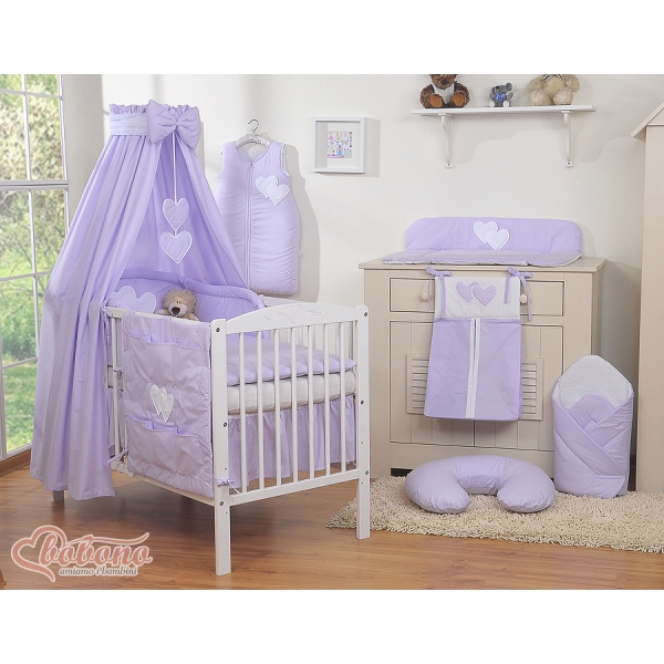Bettwäsche mit Himmel für Kinderbett Lila