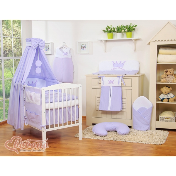 Babybett Bettwäsche Set 7-tlg mit Himmel - Little Prince/Princess lila