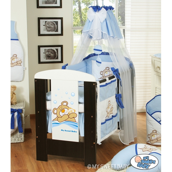 Kinderbett Bettwäsche Set 7-tlg mit Himmel (S70) - Teddy Bär Barnaba blau