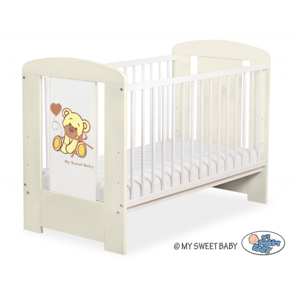 Kinderbett Creme 120x60cm Bär mit Schleife creme nr 5004-10-321