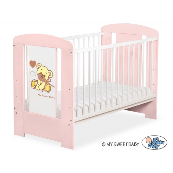 Kinderbett Puderrosa 120x60cm Bär mit Schleife creme nr 5004-01-321