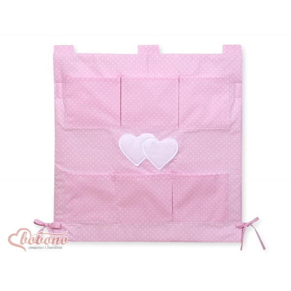 Kinderbett Tasche - Hängende Herzen Rosa - Punktemuster