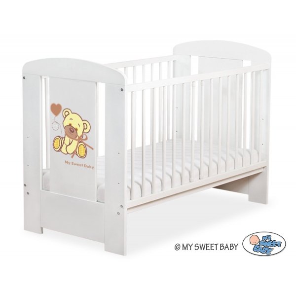 Kinderbett Weiß 120x60cm Bär mit Schleife braun nr 5004-07-326