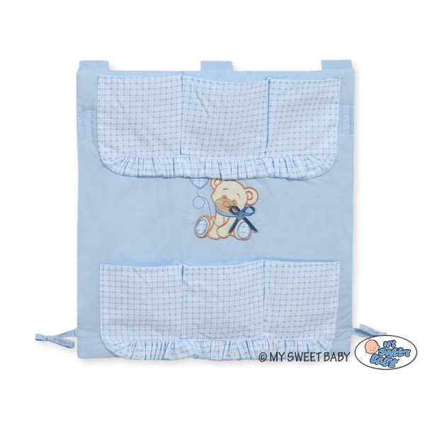 Kinderbetttasche - Bär mit Schleife blau