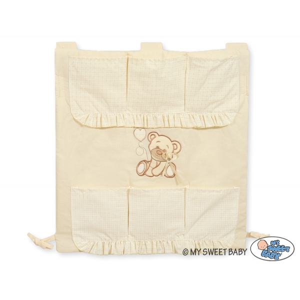 Kinderbetttasche - Bär mit Schleife creme