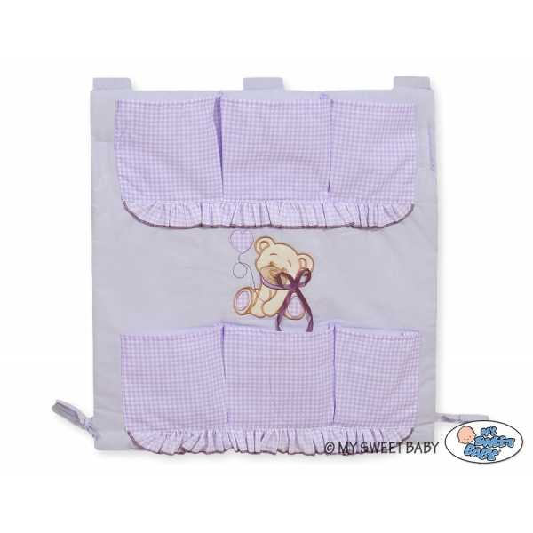 Kinderbetttasche - Bär mit Schleife lila