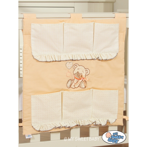 Kinderbetttasche - Bär mit Schleife pfirsich
