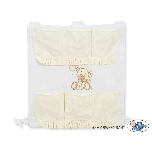 Kinderbetttasche - Bär mit Schleife weiß