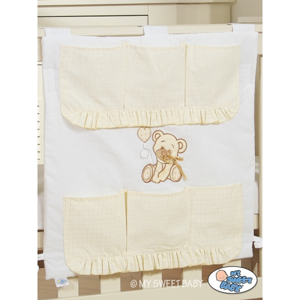 Kinderbetttasche - Bär mit Schleife weiß