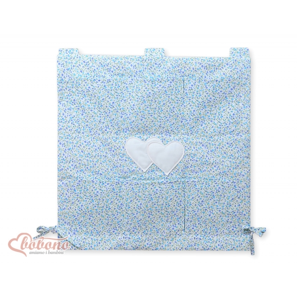 Kinderbetttasche - Hängende Herzen blaue Blümchen
