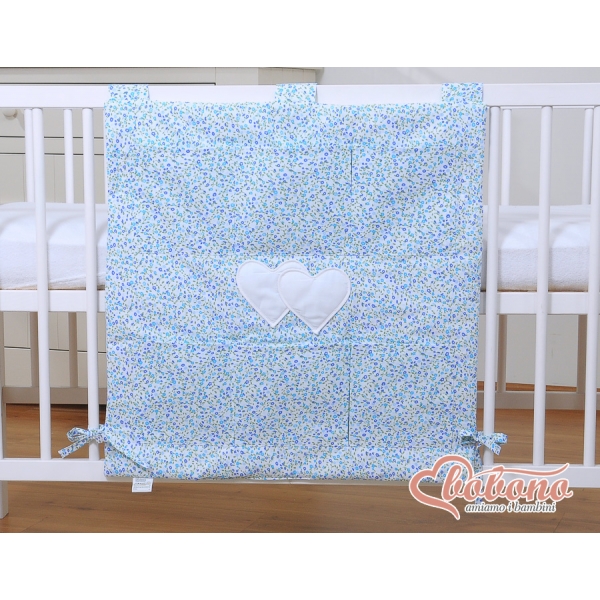 Kinderbetttasche - Hängende Herzen blaue Blümchen