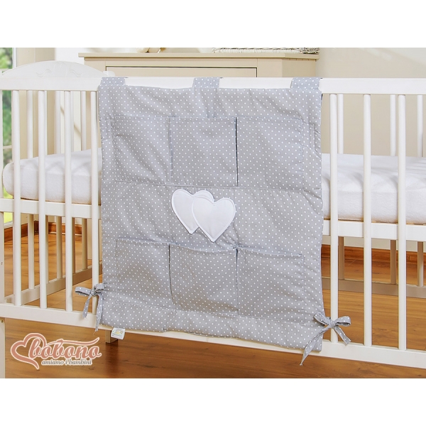 Kinderbetttasche - Hängende Herzen Grau - Punkmuster