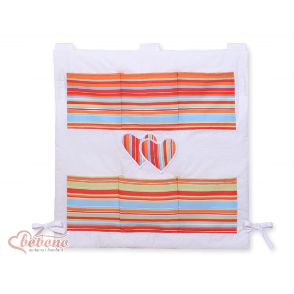 Kinderbetttasche - Hängende Herzen orange gestreift