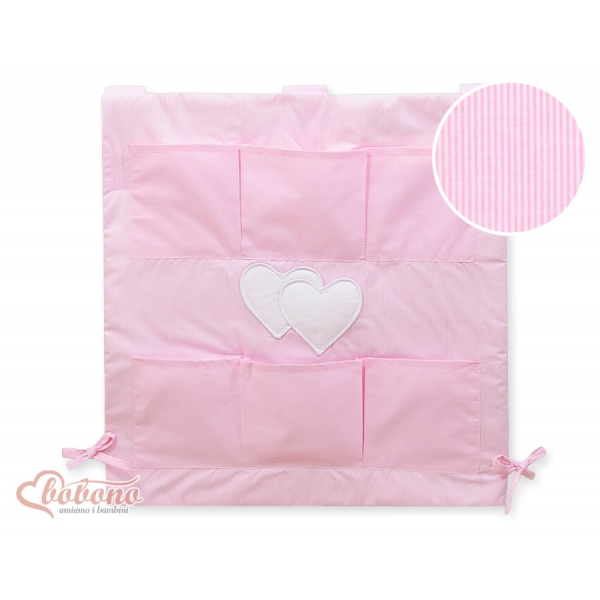 Kinderbetttasche - Hängende Herzen rosa gestreift