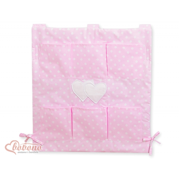 Kinderbetttasche - Hängende Herzen Rosa - Punkmuster